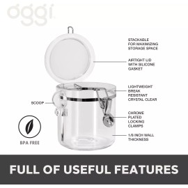 Oggi 4-Piece Clear Canister Set Clamp Airtight Food Storage Container BPA Free