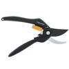 Fiskars Bypass Secateurs for Fresh Branches and Branches, Non-Stick, High Quality Steel Blades, Length: 20 cm, Black/Orange, SingleStep, P26, 1000567