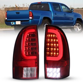 Winjet LED Tail Light Assembly Fit For 2005-2015 Toyota Tacoma, Full Led Taillight Replacement w/Yellow Sequential Turn Signal/Running/Brake/Reverse Light (Black Housing Red Lens)