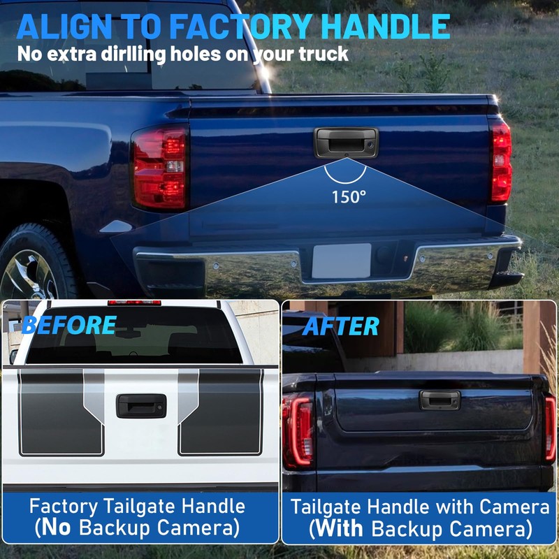 EWAY Tailgate Handle Backup Camera for 2014-2018 Chevy Silverado GMC
