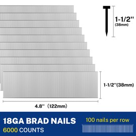 WORKPRO 1-1/2" 18 Gauge Brad Nails, 6000 Count Universal Brad Nails for Pneumatic, Electric Brad Nailer