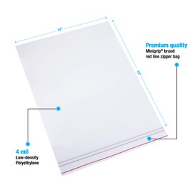 Minigrip Red Line MGRL4P1013 Polyethylene (LDPE/LLDPE Blend) Clear Reclosable Bag, 13" Length, 10" Width (Pack of 500)