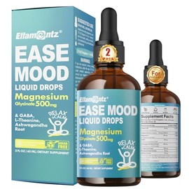 Magnesium Glycinate Liquid Drops for Kids, Adults with GABA, Ashwagandha, L-Theanine, Vitamin D3, B6, Saffron for Brain Calm, Muscle Relaxation, Mood,