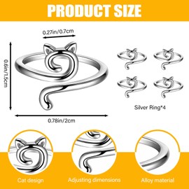 Bagentry 4 Pcs Knitting Loop Crochet Ring for Finger Yarn Guide, Adjustable Cat Tension Ring for Crocheting, Metal Open Yarn Tension Ring Knitting Thimble Holder Accessories Mother Gifts (A)