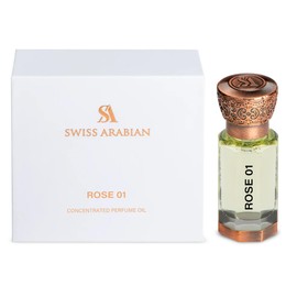 Swiss Arabian Rose 01 - Arabian Perfume Oil - Rose Perfume for Women - Long Lasting Women's Fragrances with Vanilla, Musk, Cashmere - 0.4 oz