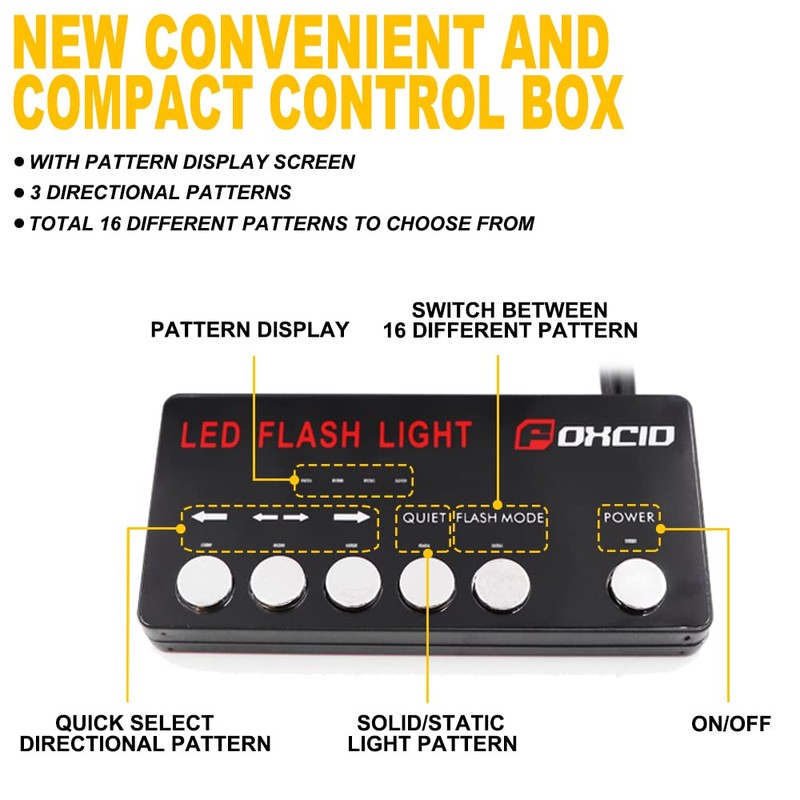 FOXCID 4pcs LED Emergency Grille Surface Mount Strobe Light Ultra