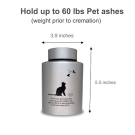 Mianachilu Pet Cremation Urns for Cats Ashes, Up to 60 lbs Cat Memorial Keepsake Urns for Ashes-Medium (Gray)