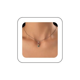 Inateannal Round Snake Chain Necklace Colourful Diamond Bar Pendant Necklace Choker Silver Snake Chain Clavicle Necklace Jewellery for Women Girls