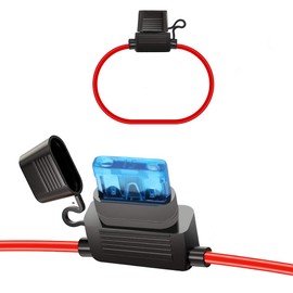 YUNPINGCAR ATC/ATO 15A In-Line Fuse Holder 16 Gauge Wiring Harness 12V Standard Plug Socket Pack of 2