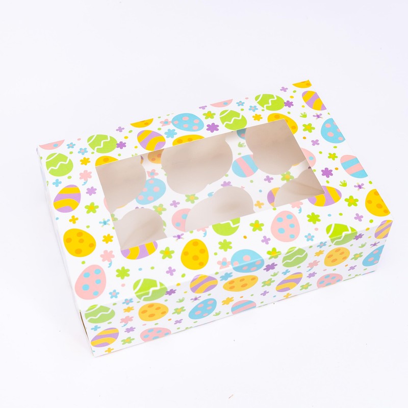 evelay Easter Cupcake Boxes 6 Hole Muffin Treat Box With