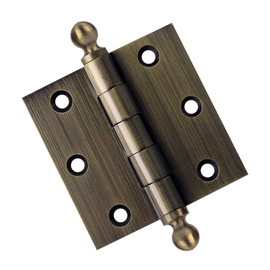 Embassy Door Hinge Solid Brass - 3 x 3 Inch, Heavy Duty, Antique Brass, Rust Resistant Pin, Architectural Designer Grade, Home Improvement, 2 Pack