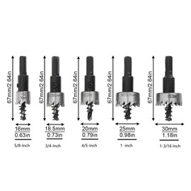 ChgImposs 5Pcs 16-30mm 5/8-Inch to 1-3/16 Inch HSS Hole Saw Cutter, Drill Bits Set Heavy Duty Tool Kit for Stainless Steel, Aluminum Alloy, Plastic and Wood