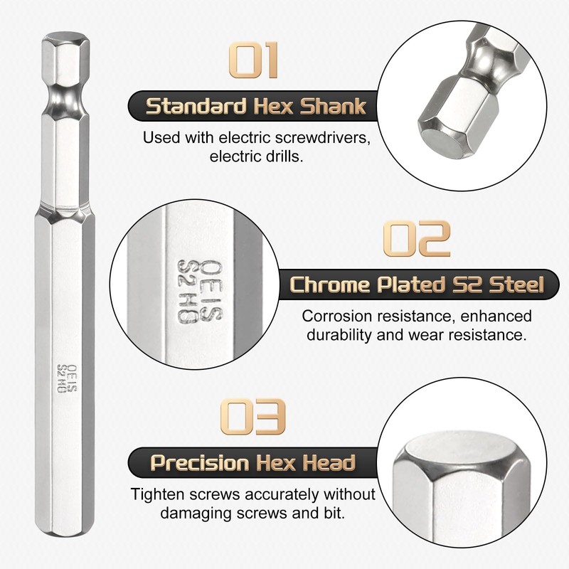 HARFINGTON H8.0 Hex Head Screwdriver Bit 8.0mm Metric Flat Tip