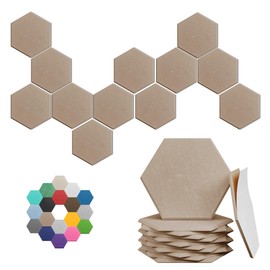 Hexagonal Acoustic Panels-18 Pack High-Density Sound Absorbing Panels 12"X10"X0.4" for Enhanced Noise Reduction, DIY Design, Idea for Studios, Offices, and Home Theaters(Dark Camel)