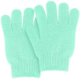 MOLOPPO Bath Glove 2PCS Use Loofah Sponge Exfoliating Body Scrubber Deep Cleansing Removes Dead Skin for Both Women and Men（Cyan）