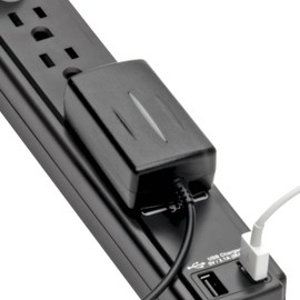 Tripp Lite 6 Outlet Surge Protector Power Strip 6ft Cord 990 Joules Dual USB Charging & INSURANCE (TLP606USBB) Black