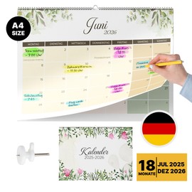 Finoly Wall Calendar 2025 2026 from July 25 to December 26 (18 Months), Calendar 2026 Wall Calendar 7 Columns, Monthly Calendar Sustainable & Climate Friendly, Wall Calendar 2026 Nature, Calendar 2025