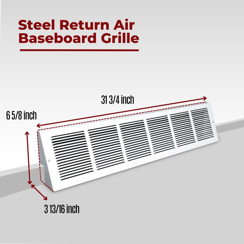Fits 30x6 Duct Opening | Steel Triangular Baseboard Return Air