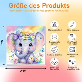 Paint by Numbers 4 Pieces 5 6 7 8 9 Years Old Girls and Boys, DIY Hand-Painted Oil Painting Set Colourful Animals Suitable for Children and Beginners as Gifts with Brush and Acrylic Paints 20 x 20 cm