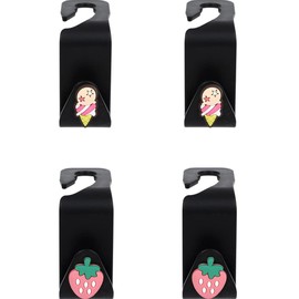 WAYUTO Car Seat Headrest Hook 4Pcs Universal Geometry Seat Back Hanger Hidden Vehicle Accessory Mobile Phone Holder for Car Decor Hanging Grocery Handbag Purse Ice Cream Pink Strawberry