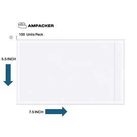 Clear Adhesive 7.5" x 5.5" Top Loading Packing List/Shipping Label Envelopes (100 Pack) (‎7.5" x 5.5" | Clear, 100, Pack)