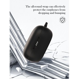 Case for JBL Live Pro 2 - True Wireless Noise Cancelling Earbuds,Soft Protective,Shockproof, BOVUGAC Silicone Case Cover with Keychain & Cleaning Kit & Lanyard-Black