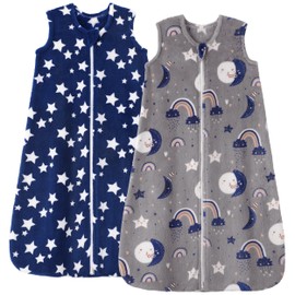 Unnivoll Fleece Baby Sleep Sack 18-24 Months 2.0 Tog Baby Wearable Blanket with 2-Way Zipper Warm Sleeping Sack for Toddler Infant - XLarge Blue Grey Pentagram