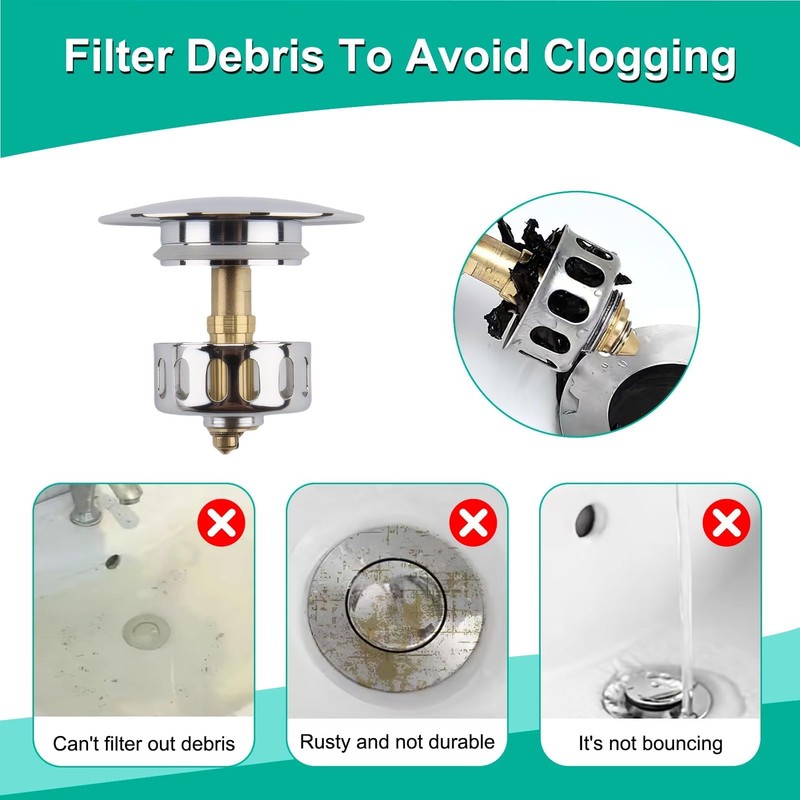 pop up sink plug replacement & Drain Stopper – Anti-Clogging