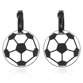Shimmeroo 2Pcs Soccer Travel Tags for Luggage,PVC Id Tags for Sports & Travel,Cute Soccer Ball Name Label for Luggage Identifiers Backpacks Duffels Men Women Team Players