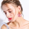 GUOXIAOMEI Chiffon Acrylic Rose Petal Earrings Dangle Exaggerated Flower Earrings