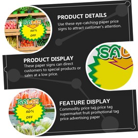 Operitacx 2sets Basket Labels Clip Stickers Sticker Shop Price Tags Paper Price Tags 50/Pack 50pcs*2