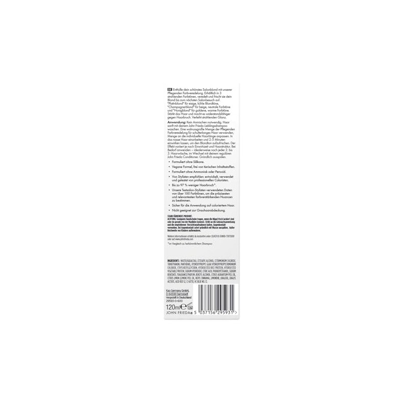 John Frieda Salon Blonde – Champagne Blonde – Colour Finish