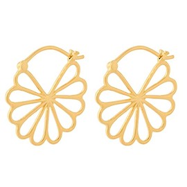 Pernille Corydon E327g Women's Gold Bellis Earrings/Creole Earrings Gold Flower Floral Daisy Design 23 mm, Gold Plated