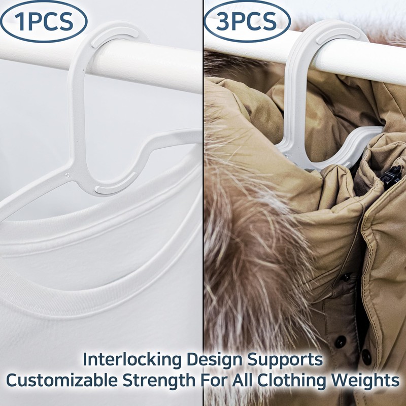 15" Compact Slim & Slimlink Interlocking Clothes Hangers, Space-Saving Lightweight