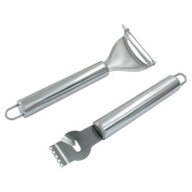 Kemcatui 1Pc Lemon Peeler Tool and 1Pc Y Shaped Fruit Peeler, Stainless Steel Lemon Zest Peeler with Channel Knife, Lemon Twist Peeler for Bar Cocktails, Kitchen