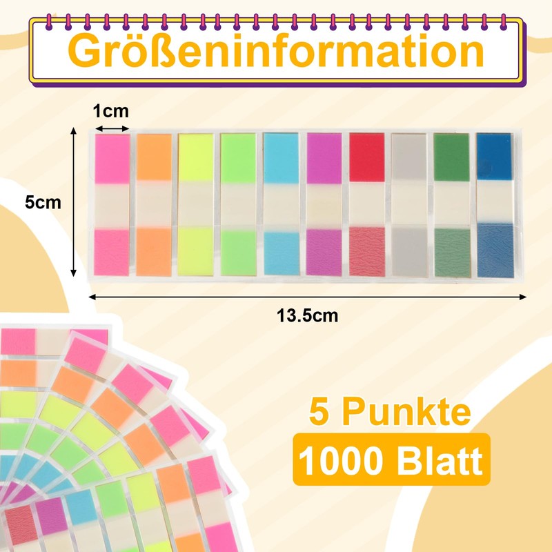 Huotflame Transparente Haftnotizen Index Tabs – 10 Farben PET Klebezettel