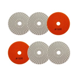 Wet Diamond Polishing Pad 100 mm 6 Pieces Grit 1500 Polishing Wheels for Granite Marble Artificial Stone Quartz for Angle Grinder SANLEETEK