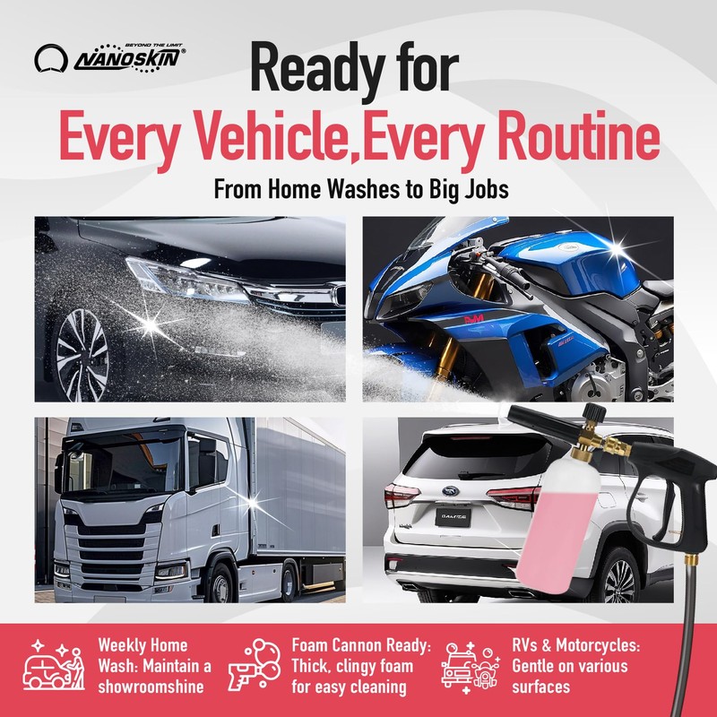 Nanoskin CHERRY SUDS Foaming Car Wash Shampoo 16 Oz. -