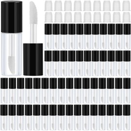 Patelai 100 Pieces Clear Mini Lip Gloss Tube Refillable Empty Lip Balm Gloss Containers Bottles Transparent Mini Lipstick Containers for Women DIY Makeup(Black,3ml)