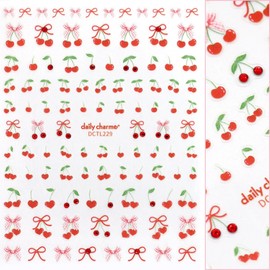 Daily Charme Valentine Bejeweled Nail Art Sticker Coquette Cherry