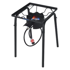 Flame King FK-100KSB Heavy Duty 100,000 BTU Propane Gas Single Burner Bayou Cooker Outdoor Stove for Home Brewing, Turkey Fry, Maple Syrup Prep, Cajun Cooking, 100K Tall, Black