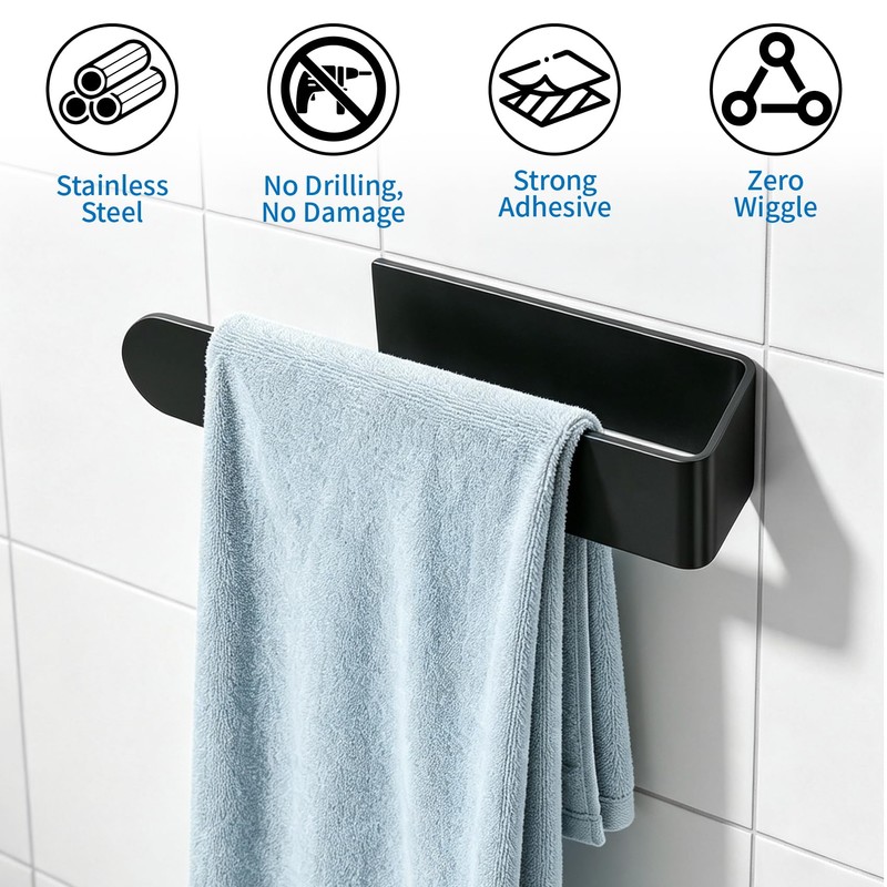 2 Pcs Hand Towel Holders,Stainless Steel Self Adhesive,8.7 in
