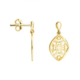SOFIA MILANI - Women's Earrings 925 Silver - Oval Ornament Stud Earrings, Yellow Gold, No Gemstone