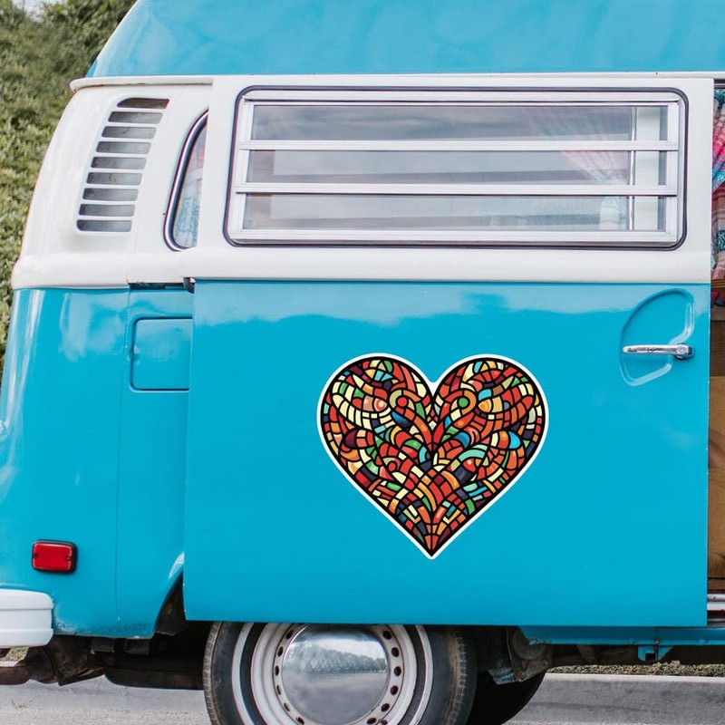 Extra Large 460mm 'Stained Glass Heart' Permanent Sticker Decal for