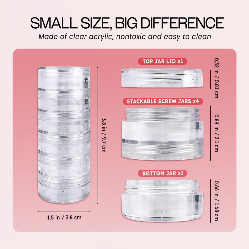 1 Column (6pcs) - Beauticom 10G/10ML Transparent Stackable Jars -