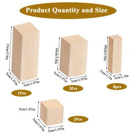 Basswood Carving Wood, 15 Pieces Wooden Blocks for Carving, Carving Wood Set, Wooden Blocks for Crafts, Natural Wood Carving Set for Children