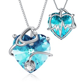 OCJ Nurse Gifts Stethoscope Heart Necklace 925 Sterling Silver December Birthstone Jewelry Birthday Graduation Gifts for Nurse, Doctor, Medical Student