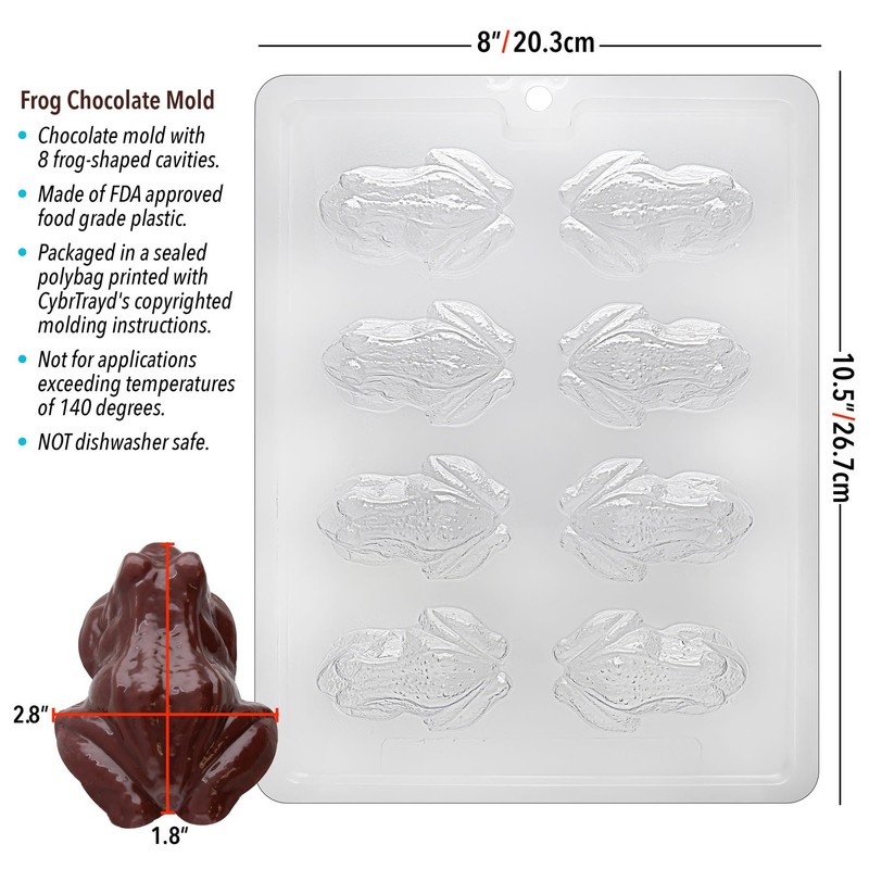 CybrTrayd Frog Chocolate Candy Mold with Exclusive Copyrighted Chocolate Molding