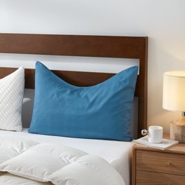 Sidney Sleep Curved Pillow Covers - Full Length Zipper Closure - Premium Soft Brushed Microfiber - 20 x 36 Inches - Fits Curved Side Sleeping Pillows (King, Navy)