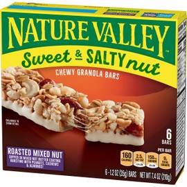 Nature Valley Granola Bars, Sweet and Salty Nut, Roasted Mixed Nut, 7.4 oz (6 Bars)
